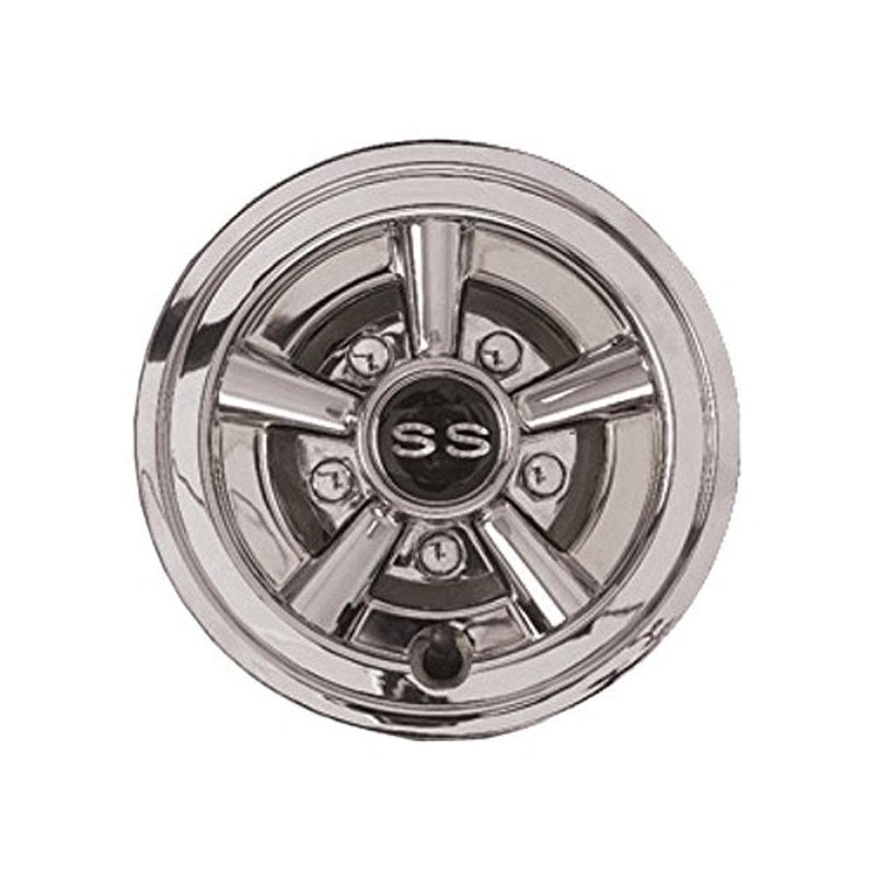 E-Z-GO EZGO Chrome Painted Wheel Cover with SS Logo, 8-Inch - Image 2